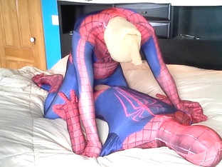 masked spiderman struggles against spiderman