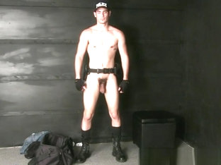 HUSG Rico 1 l exhibitionist officer toying himself with a straight face