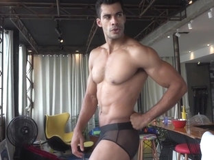 Handsome man amazing muscle flex